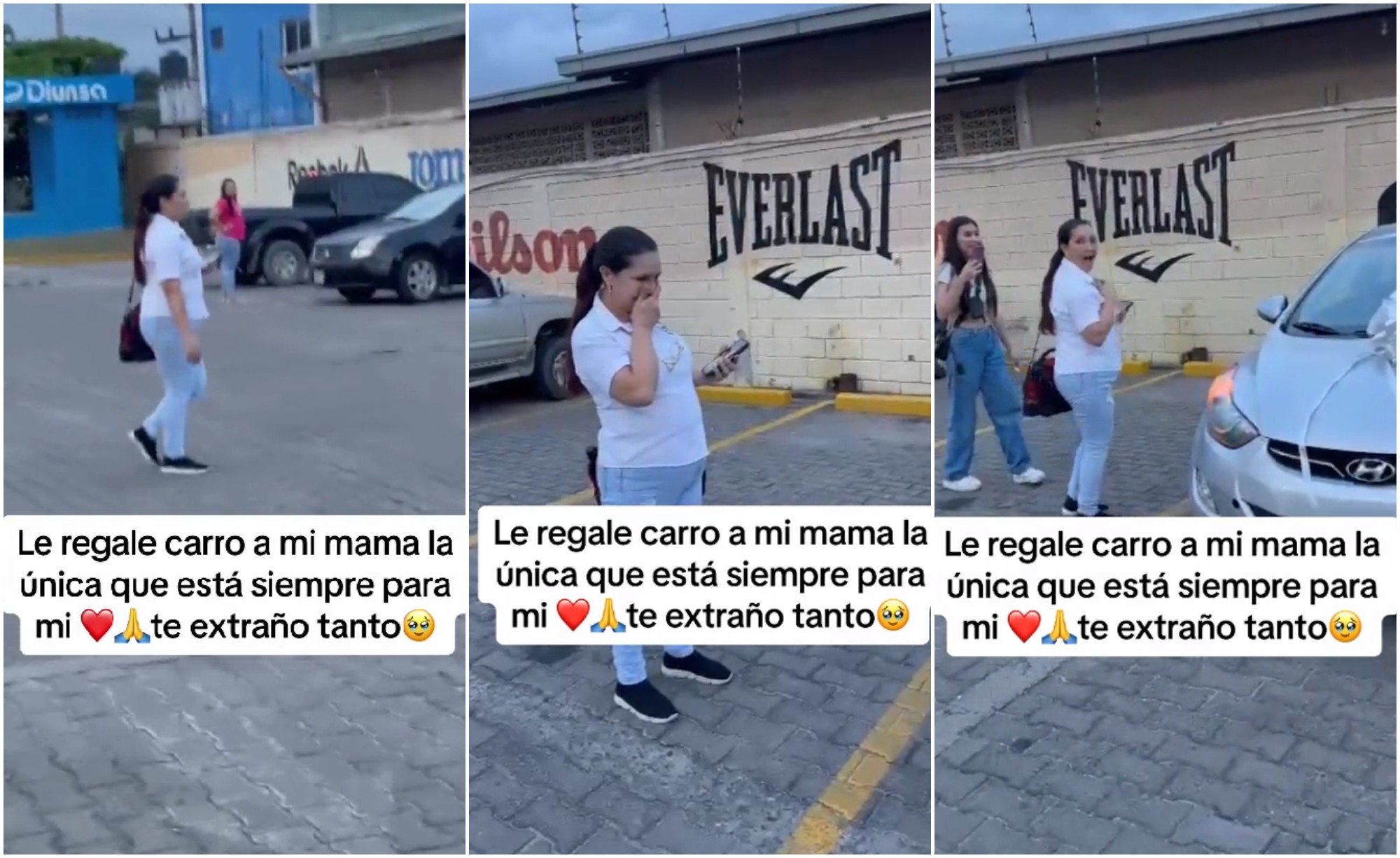 Hondureña conmueve al sorprender a su madre con un carro nuevo