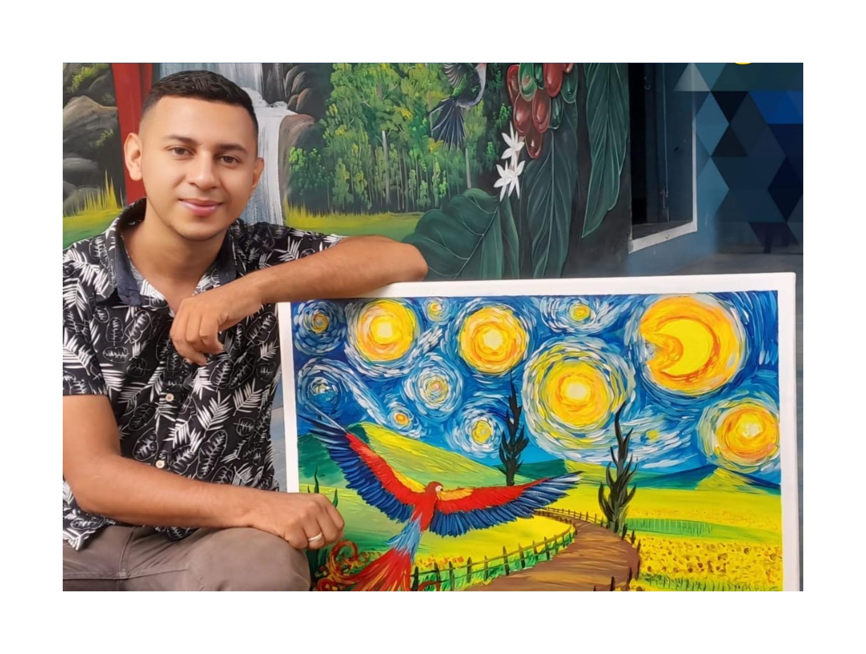 Hondureño hizo una pintura inspirada en Van Gogh con un toque catracho