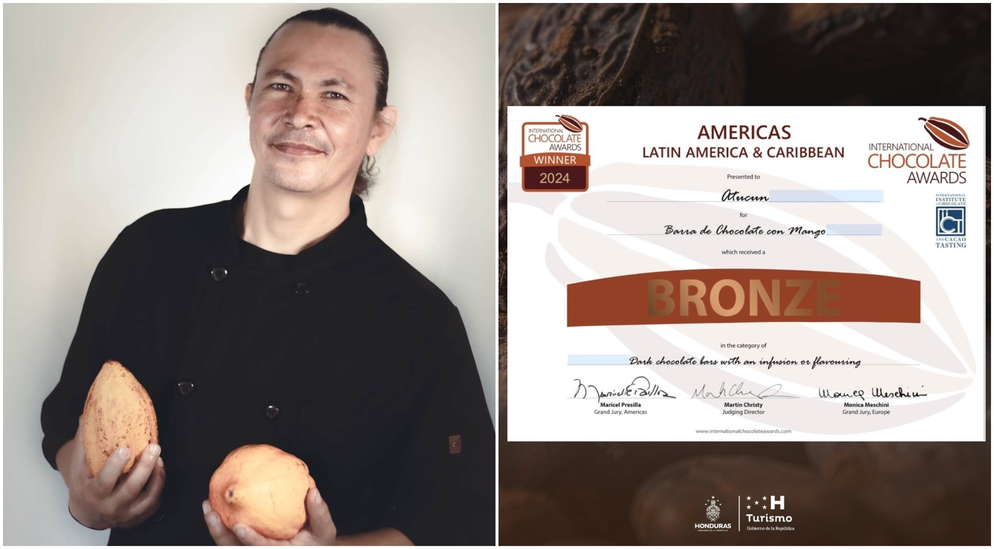 Chocolates hondureños «Atucún» ganan premio en International Chocolate Awards 2024