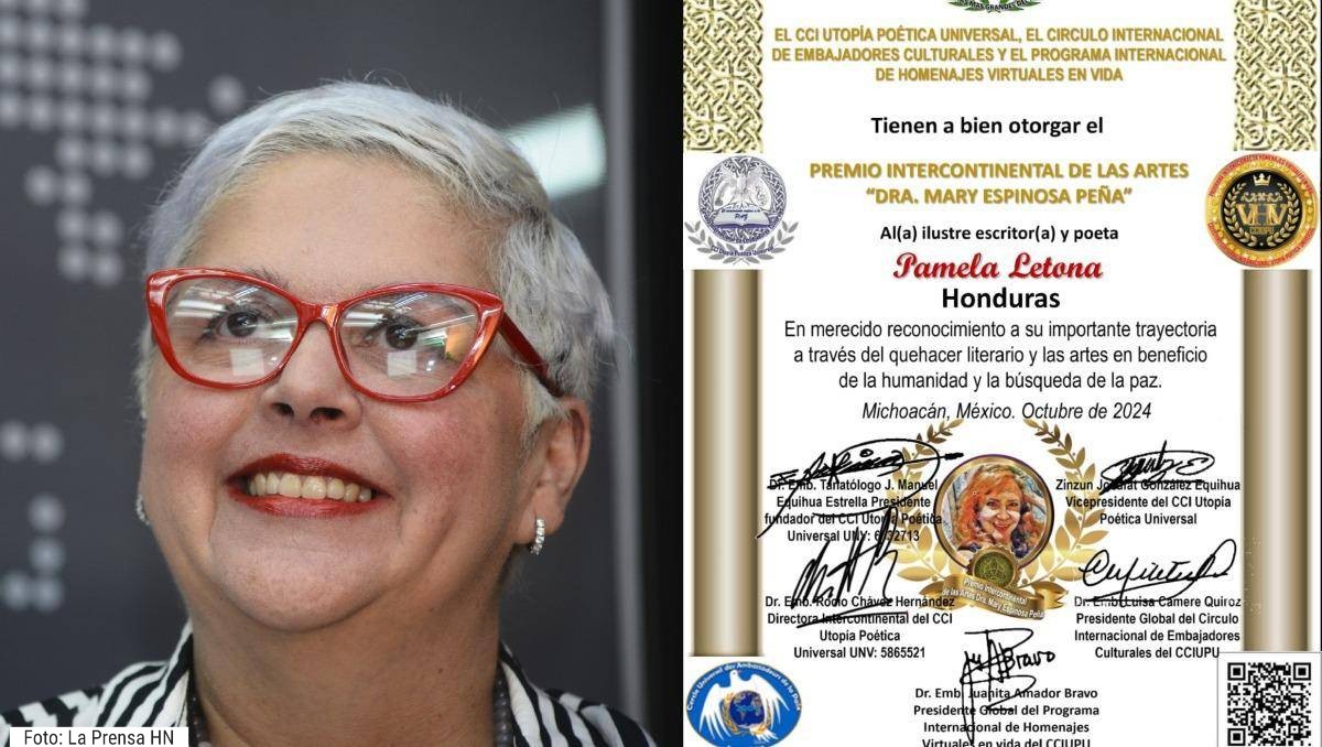 Pintora hondureña recibe Premio Internacional de las Artes en Portugal