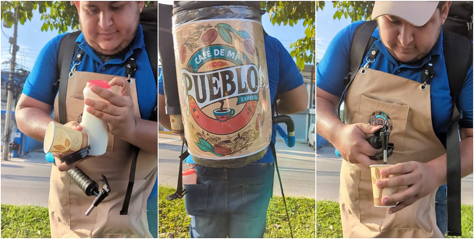 Sampedrano sorprende al vender café con una mochila dispensadora