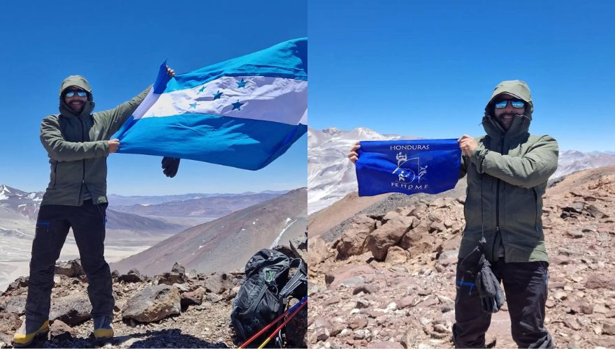 Hondureño Josué Medina llega a la cumbre del Cerro Vicuñas en Chile